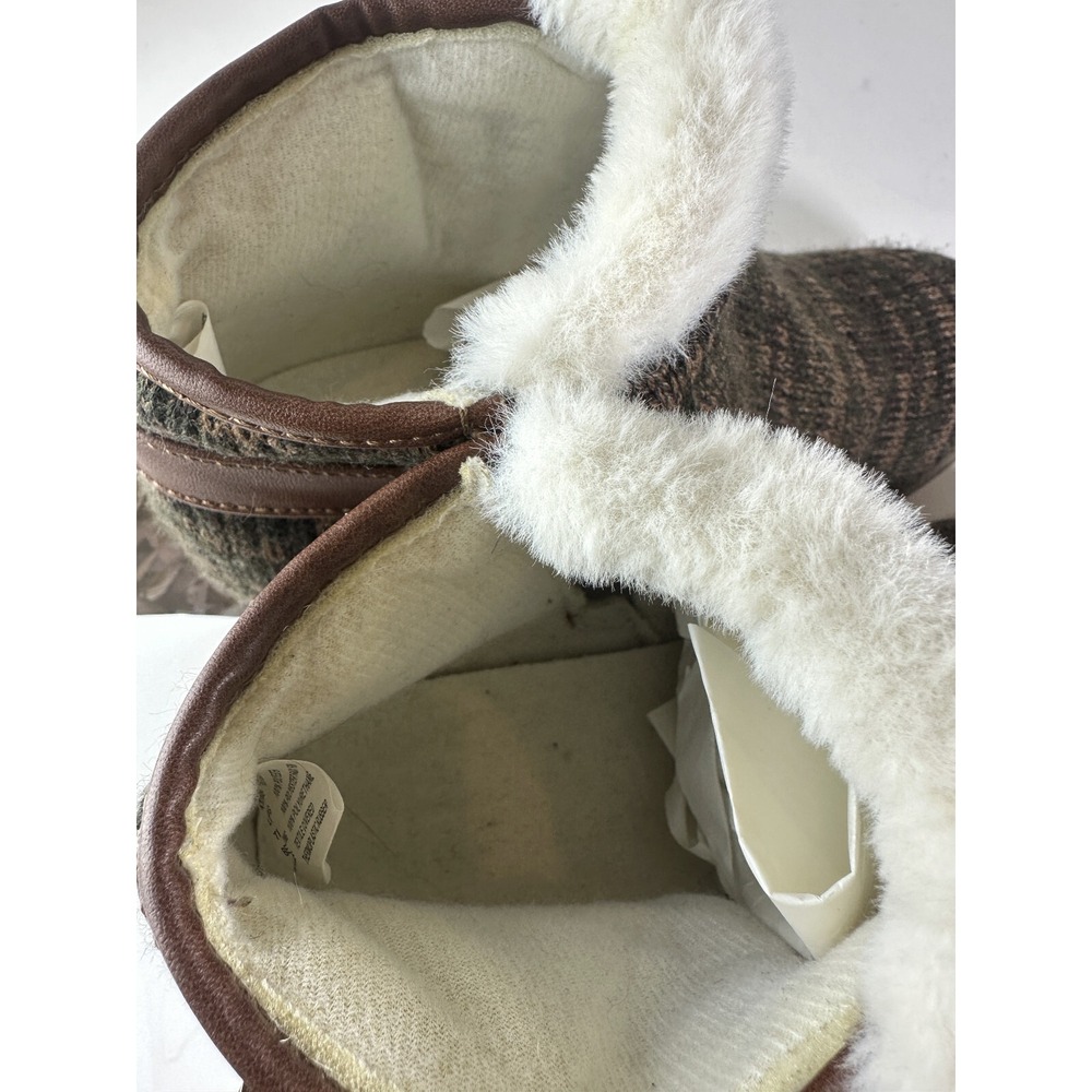 New Muk Luks Anne Marie Wedge Boots Brown Marl Ankle Buckle Shoes Faux Fur Sz 10 - Picture 11 of 13